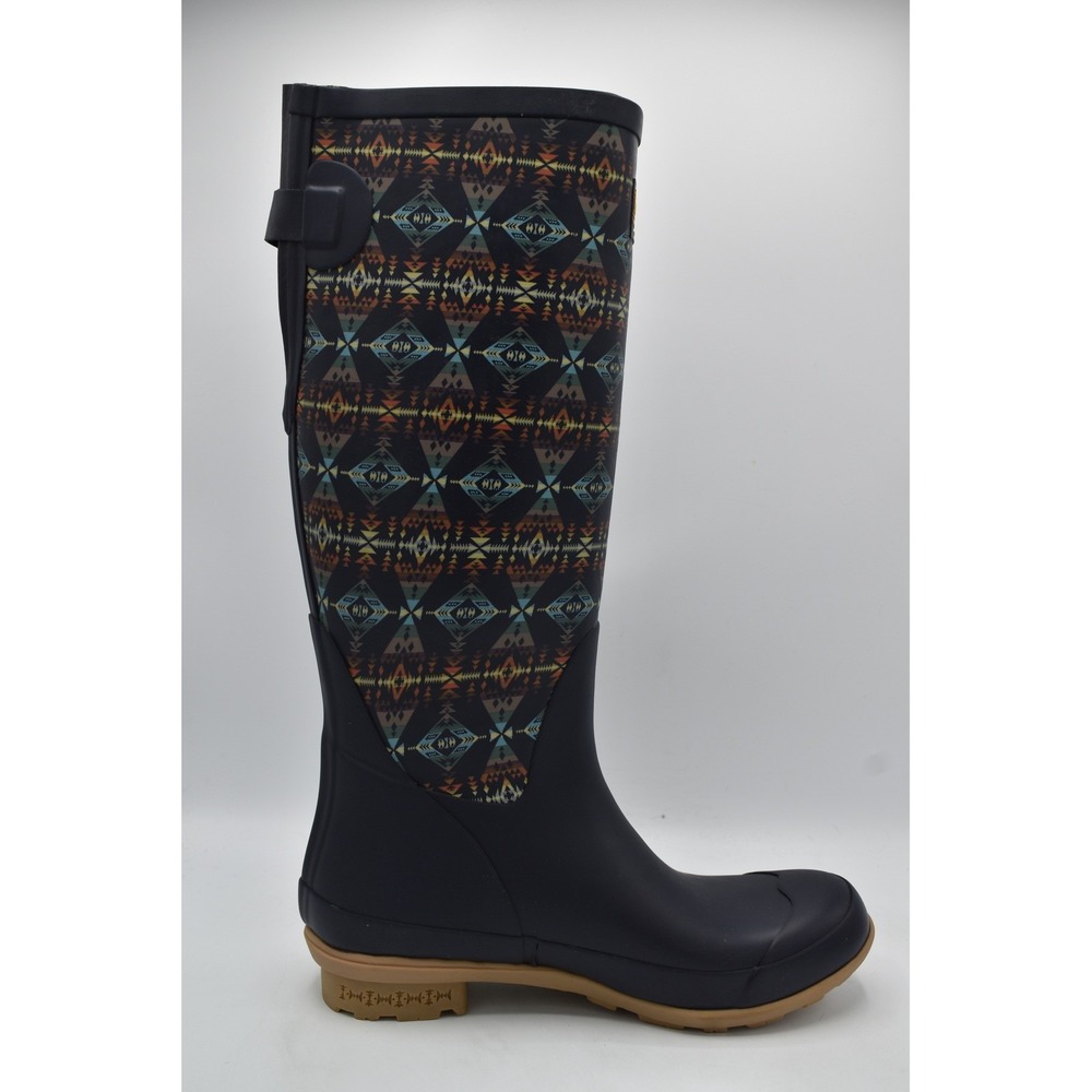 Pendleton Women Size 8 Diamond Peak Navy Harding Geometric Tall Rain Boots Shoes - Picture 7 of 8